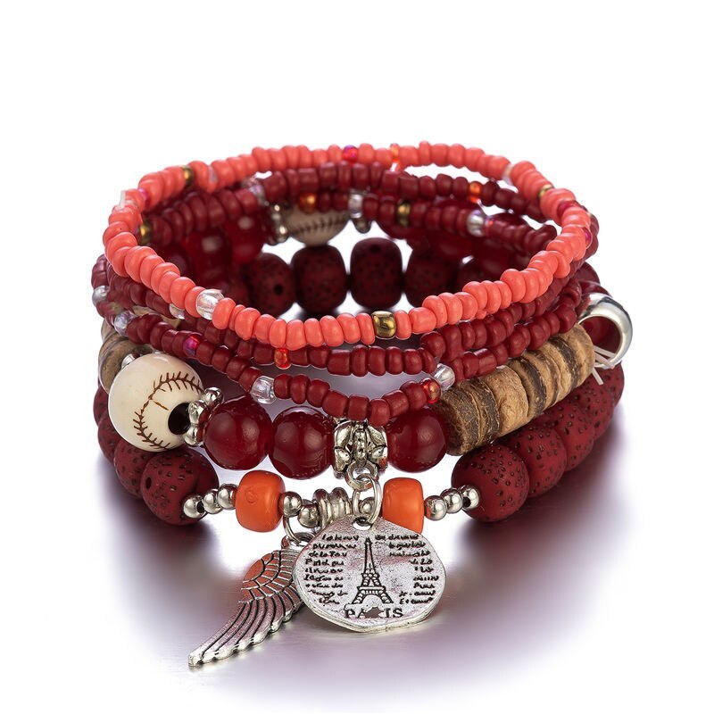 4-piece set of beaded crystal bracelet bohemian style female fashion bracelet je