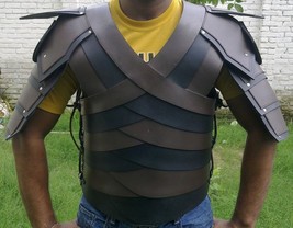 Leather armour jacket medieval knight crusader black armour costume