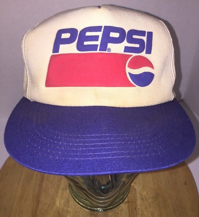 Vintage PEPSI 90s Hat Cap Snapback Raised PUFFER Logo K-Products Cola ...