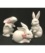 Fitz &amp; Floyd Bunny Rabbit Figurines White Ceramic 5&quot; - 7-1/4&quot; Tall Set o... - $54.99
