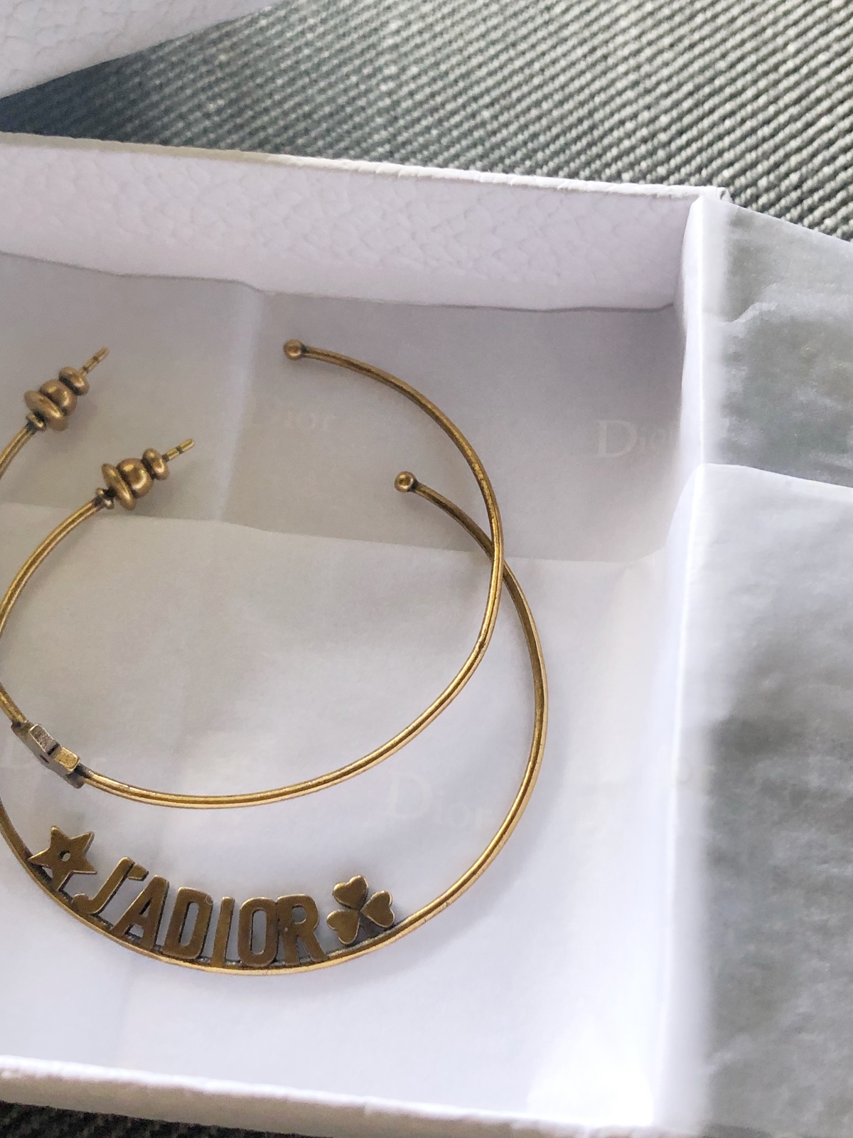 SALE* AUTHENTIC Christian Dior 2019 J'ADIOR Star Hoop Earrings Aged
