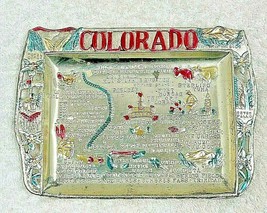  Vintage Colorado Souvenir Vanity Trinket Ash Tray Embossed Colored Silv... - $16.34