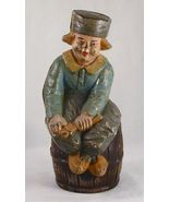Vintage Large Painted Dutch Boy on Barrel Cast Iron Still Penny Bank By ... - $300.00