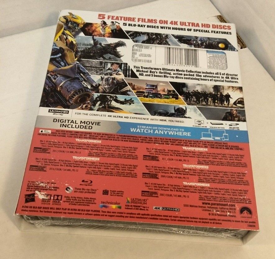 Transformers The Ultimate 5 Movie Collection (4KNo DIGITAL)Shipping w/Tracking DVDs & Blu