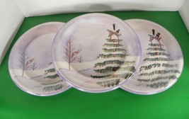 Jay Import Christmas Dinner Plate (s) LOT OF 3 Trees Cardinal Bird Snow - $36.58