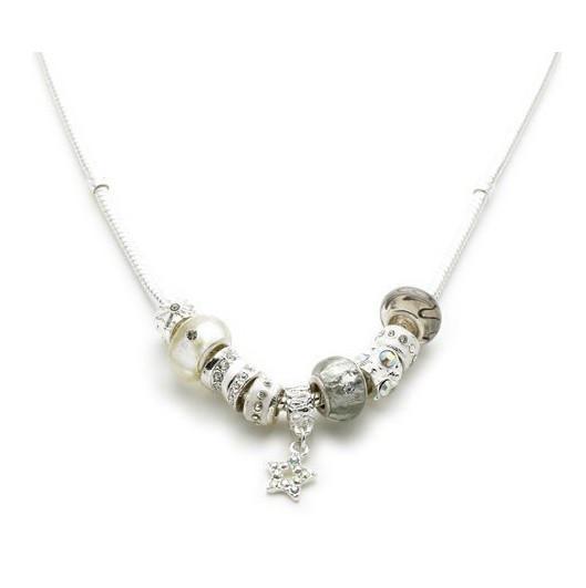 Liberty Charms - Silver plated 'champagne glamour' charm bead necklace