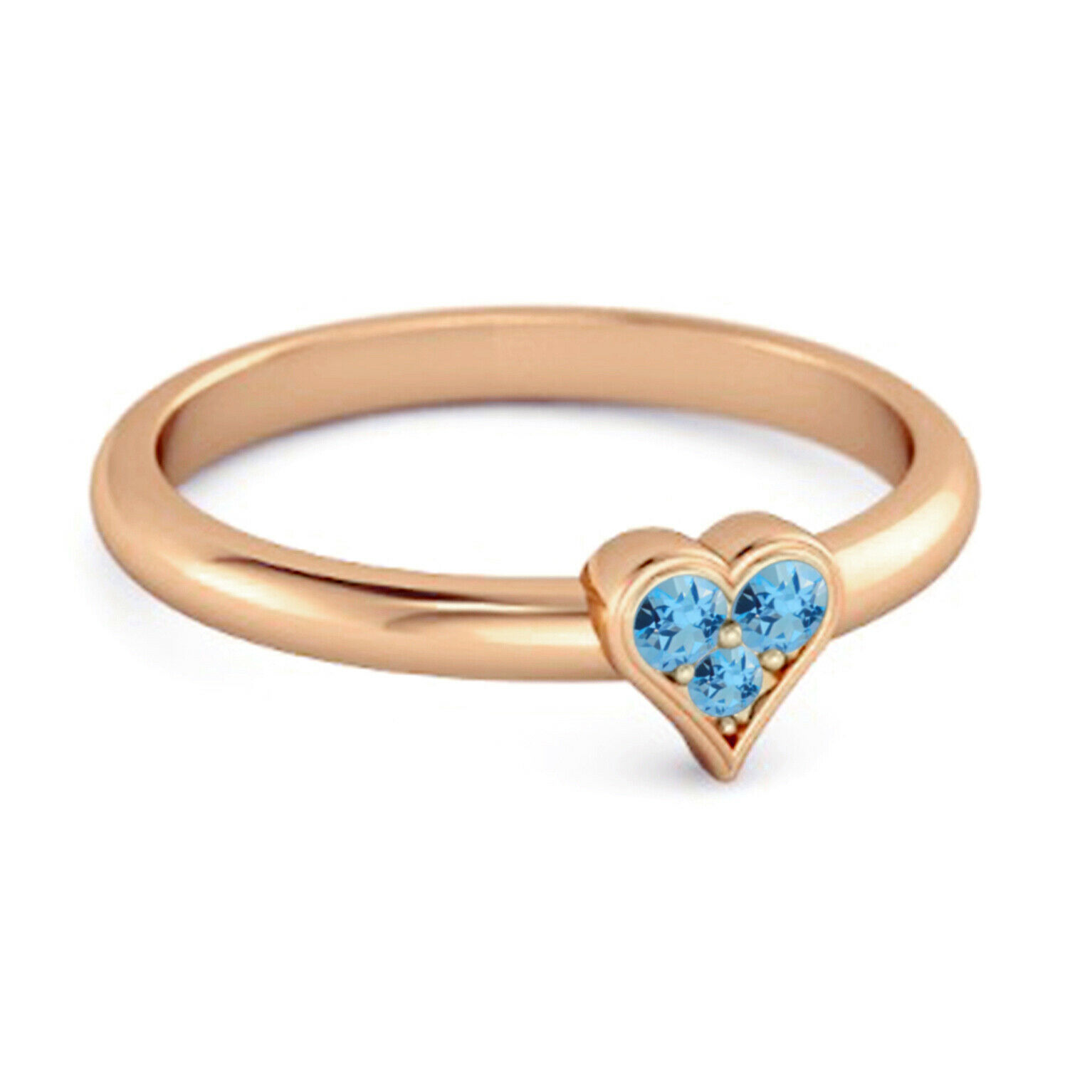 0.60 Ct Swiss Blue Topaz Gemstone 9K Rose Gold Ring