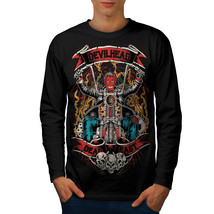 Devil Head Satan Biker Tee Dead Fast Men Long Sleeve T-shirt - $14.99