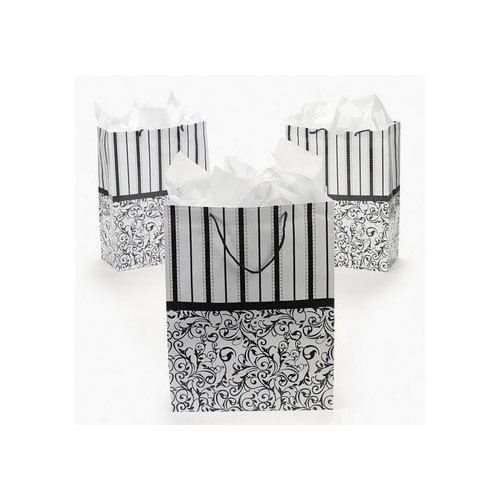 Lot of 12 Large Black and White Wedding Paper Gift Bags Party Favor Bags - $13.81