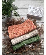 Handmade Dish Cloths Beige Sage Green Orange Crochet Kitchen Dishcloth S... - $19.99