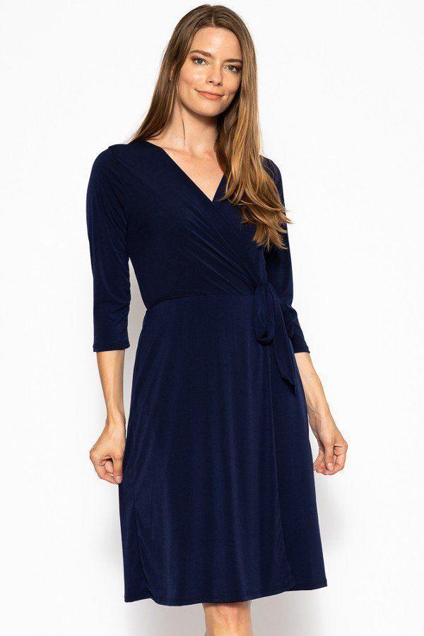 Midi 3/4 Sleeve Dress - Dresses