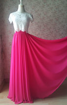 Fuchsia Hot Pink Full Chiffon Skirt Floor Length Summer Bridesmaid Chiffon Skirt image 2
