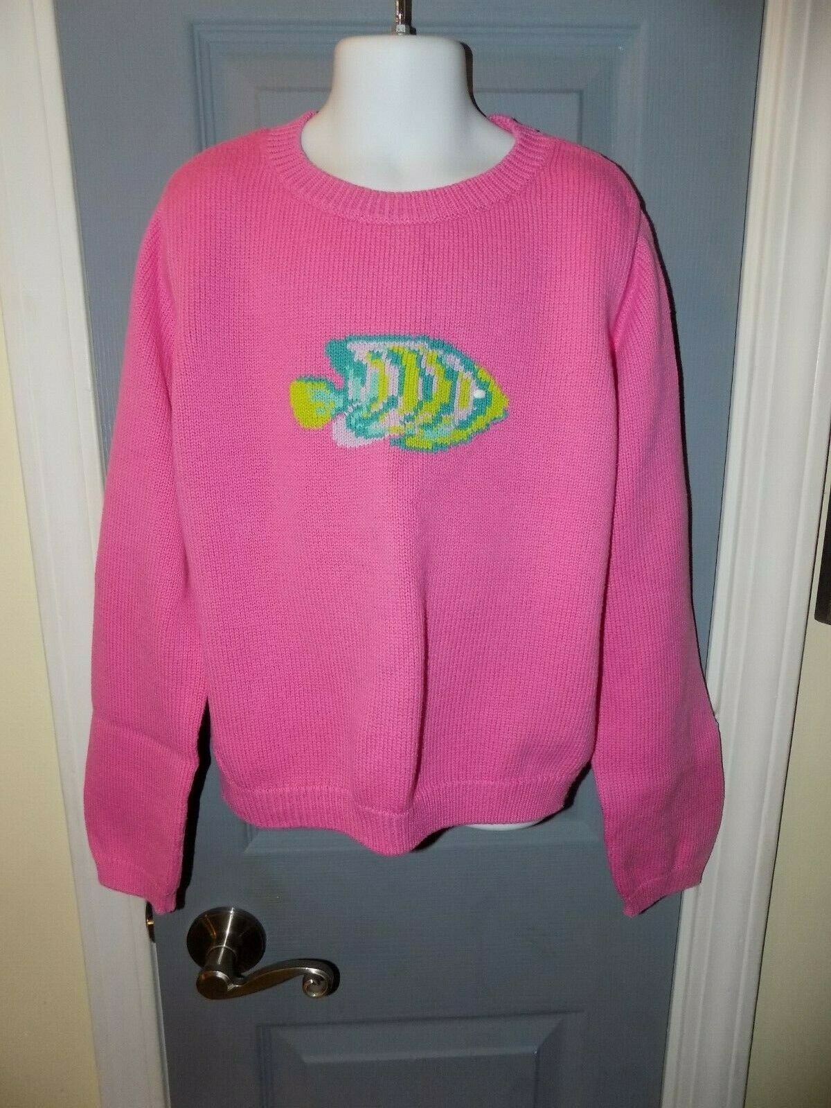 Primary image for Lilly Pulitzer Fish Pink Pullover Sweater Size 10 Girl's White Label HTF RARE