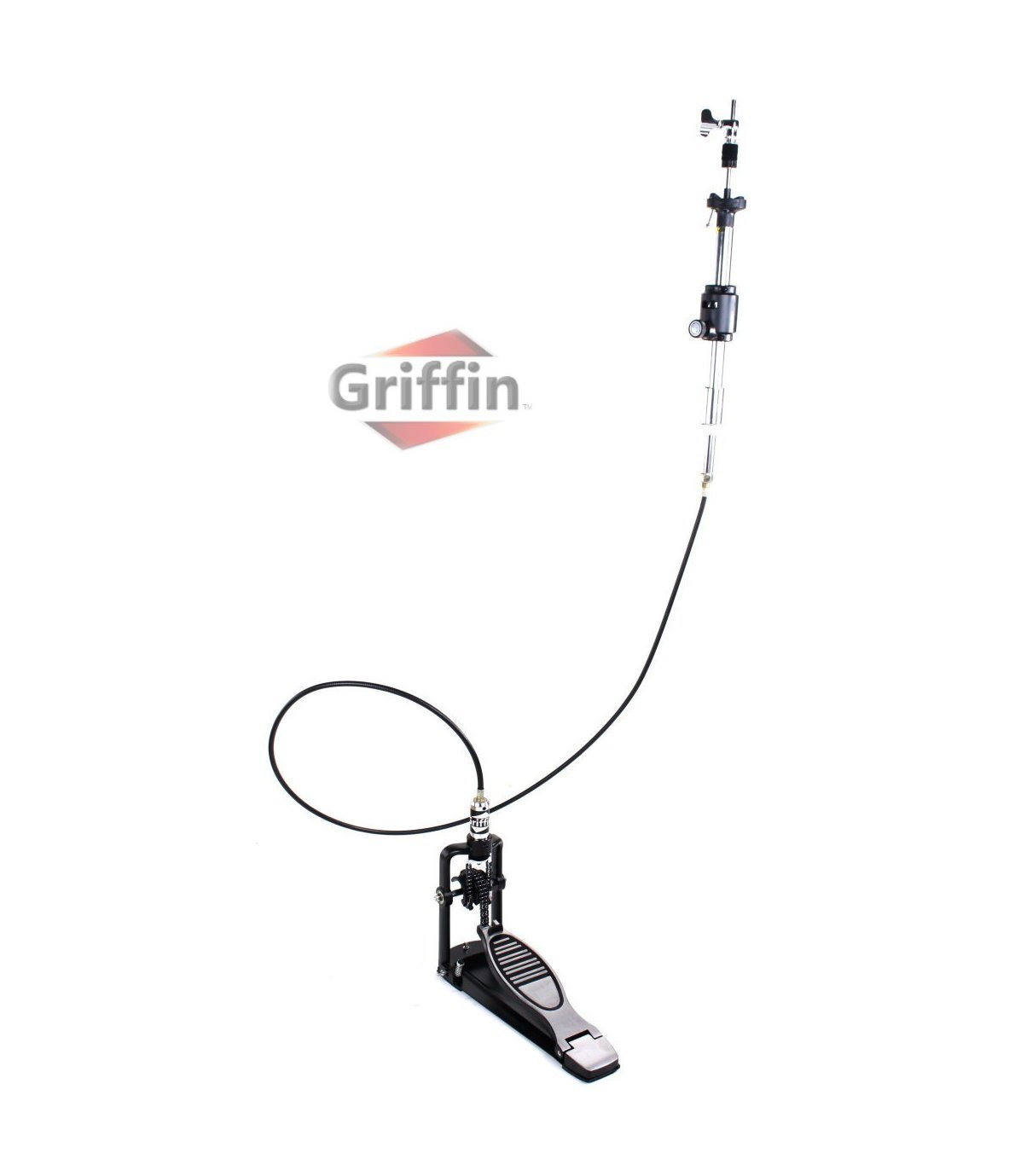 Remote Hi Hat Stand with Foot Pedal by GRIFFIN - Drummers Cable Auxiliary Cymbal
