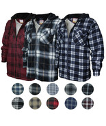 Men&#39;s Heavyweight Flannel Zip Up Fleece Lined Plaid Sherpa Hoodie Jacket - $29.69