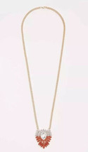 NWT Ann Taylor Jewelry Crystal Plaque Pendant Necklace Gold Metallic - $13.85
