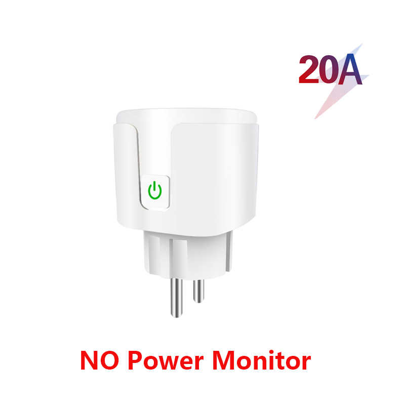 Tuya EU  20A WIFI Remote Timer Power Monitor Smart Socket Works With Google Home