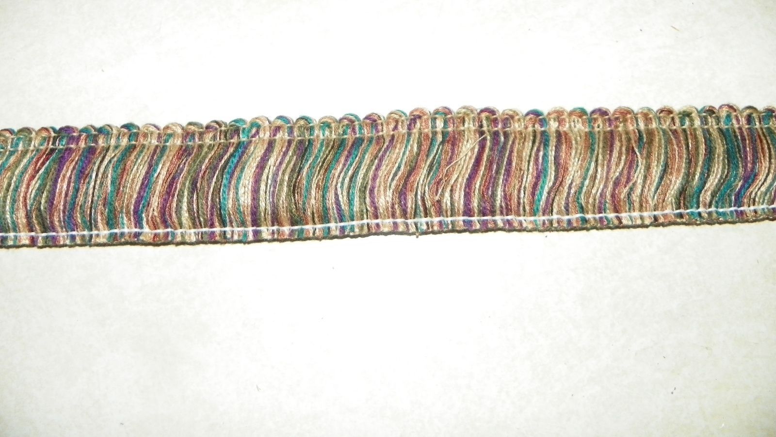 10 Yards Tan Green Blue Brush Fringe Trim