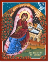 The Nativity of Christ Icon - 11" x 14" Wooden Plaques With Lumina Gold