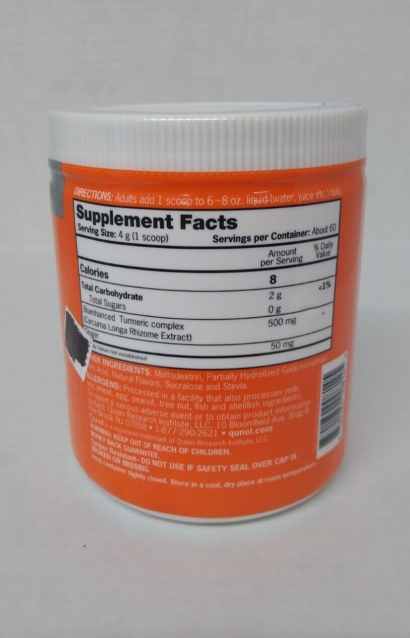 Qunol Turmeric Complex 500mg Ginger Instant Drink Mix 8.5 oz Exp 03/