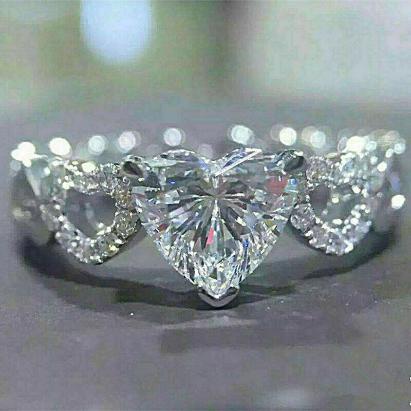2.65Ct Heart Shape Diamond 925 Sterling Silver Full Eternity Engagement Ring