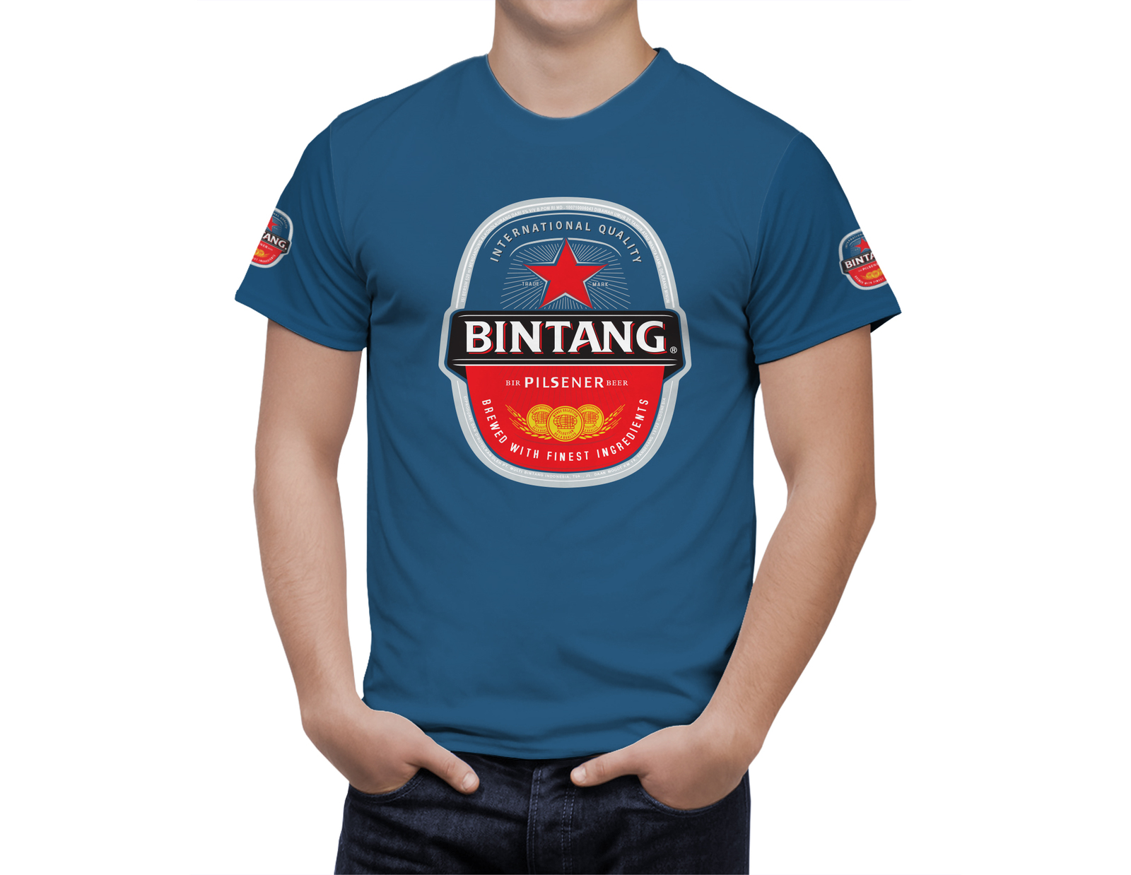 Primary image for Bintang Beer Logo Blue Short Sleeve  T-Shirt Gift New Fashion 