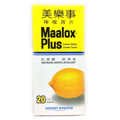 Maalox Plus Antacid 20 Tablets Lemon Swiss Creme Flavor
