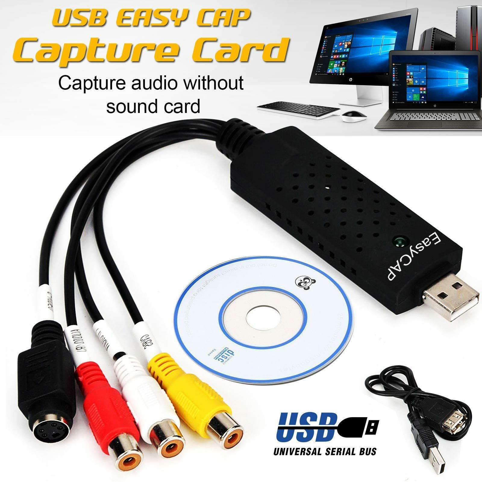 easycap usb 2.0 video capture adapter card tv vhs dvd