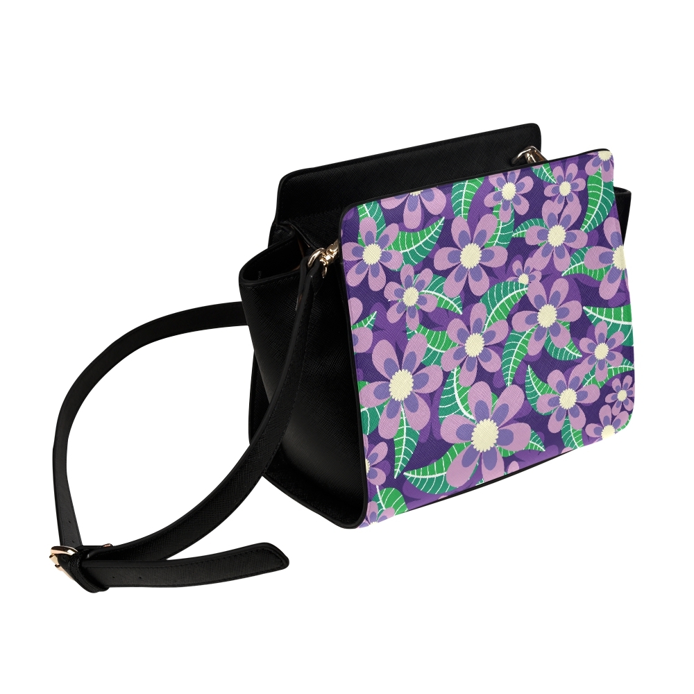 Elegant Purple Color Flower Satchel Bag Crossbody Bags Travel Tote Bags ...