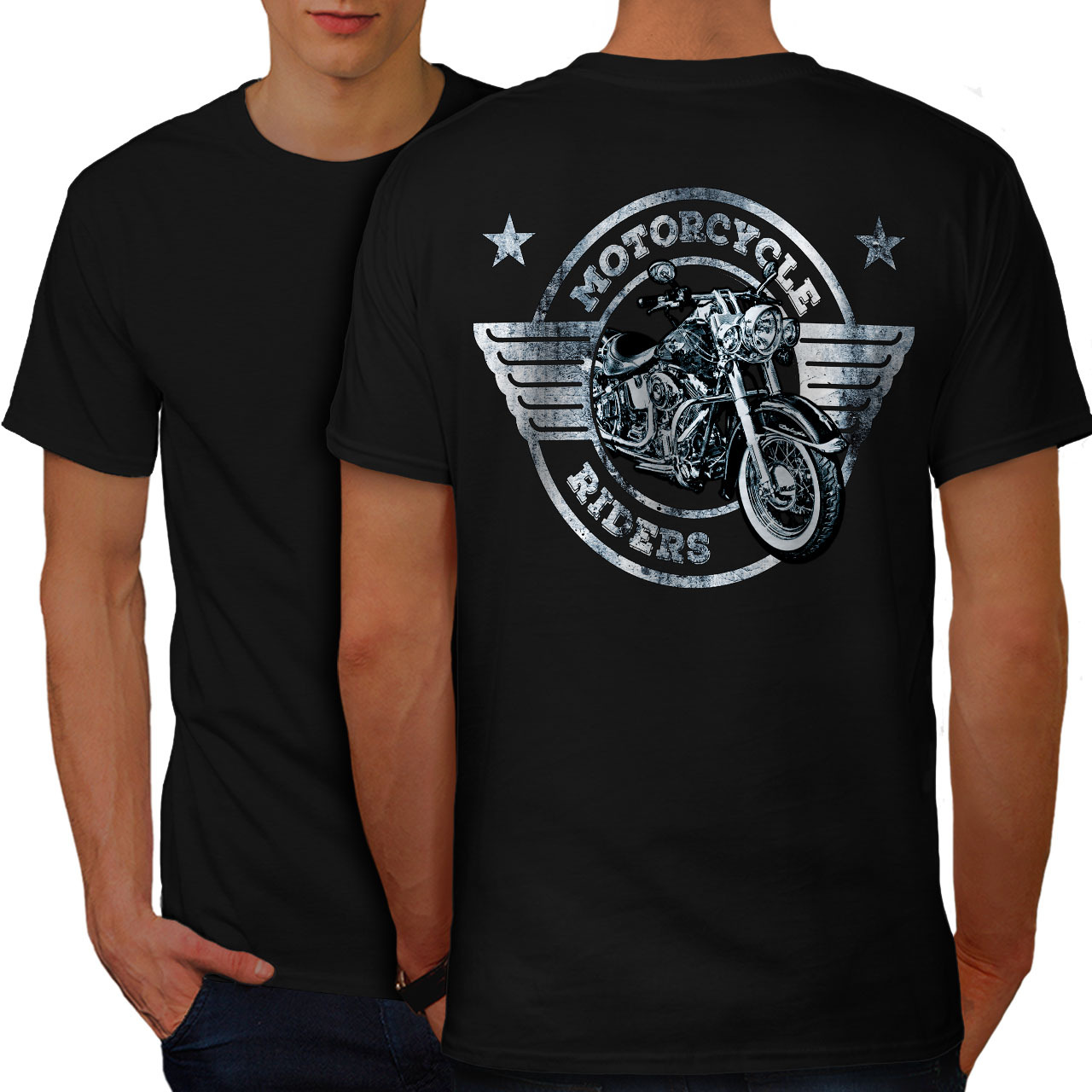 Rider Motorcycle Biker Shirt Bike Life USA Men T-shirt Back - Shirts