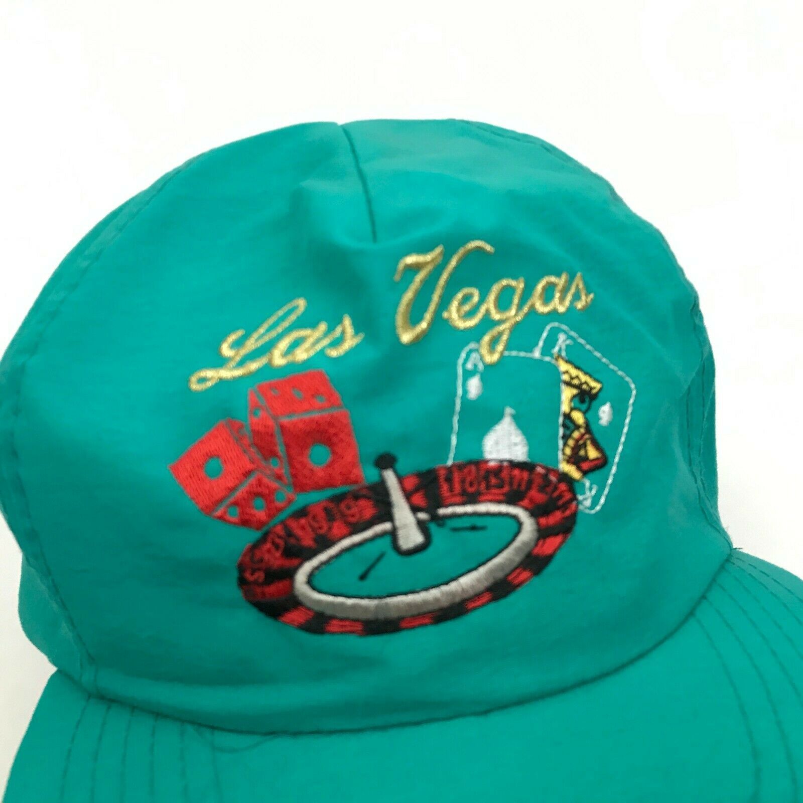 Vintage las vegas nevada hat cap teal blue nylon embroidery one size