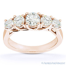 Round Cut Forever Brilliant Moissanite 14k Rose Gold Trellis Wedding Rin... - $876.37+