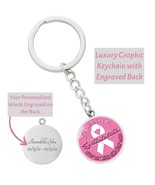 Personalized Key Chain Silver, Breast Cancer Survivor Keychain, Cancer Gift Her - $54.95 - $67.95