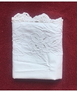 Vintage 30s white Richelieu Pillowcase with hand crocheted edge - $17.00