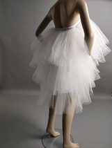 White High Low Tulle Dress Boho Wedding Midi Puffy Multi Layered Tulle Skirts image 6