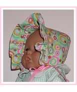 Spring Bonnet For Baby Girls Hat Reversible Pastel Palette Pink Green Ba... - $15.00