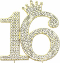 16th Birthday Cake Toppers Sweet 16 Cake Topper Princess Crown Gold Cake... - $14.26