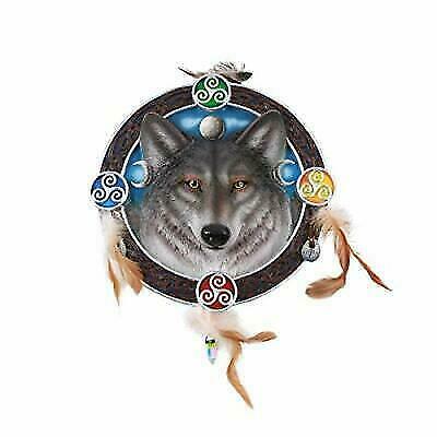 Large Triple Goddess Triskele Celtic Alpha Wolf Round Dream Catcher Wall Accent