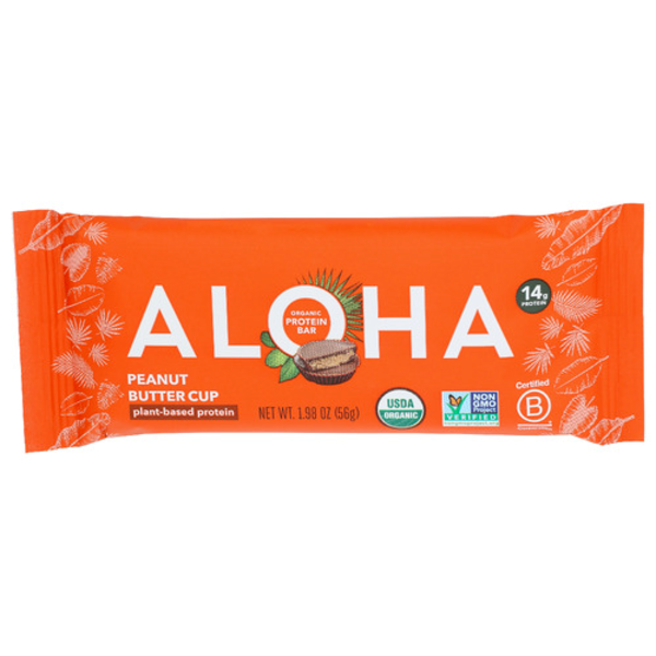 Aloha Organic Peanut Butter Cup Plant-Based Protein Bar Pack of 4