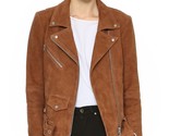 Womens brown suede leather jacket slim fit biker motorcycle size s m l xl xxl thumb155 crop