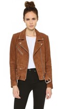 Womens brown suede leather jacket slim fit biker motorcycle size s m l xl xxl thumb200
