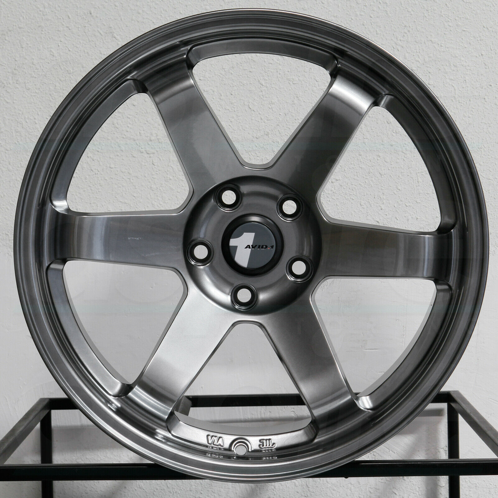 One 18x9.5 AVID1 AV06 5x114.3 38 Hyper Black Wheel Rim 73.1 Wheels
