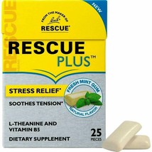 Rescue Plus Stress Relief Gum, Dietary Supplement, Natural Mint Flavor – 25 P... - $8.84