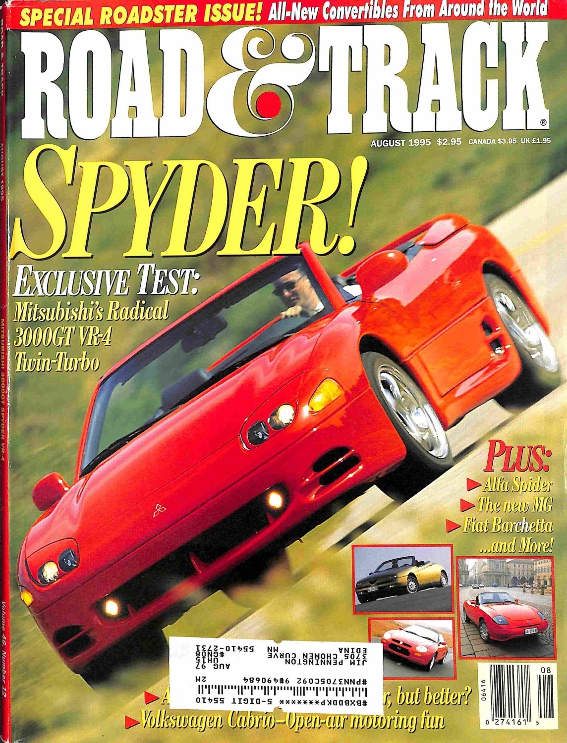 Road and Track, August 1995 Magazine Back Issues