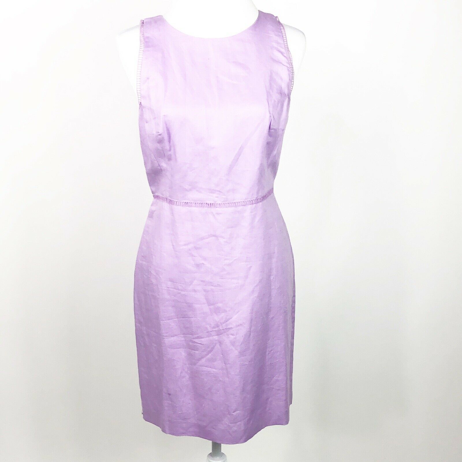 Ann Taylor Loft Linen Blend Sleeveless Dress Fully Lined Purple Wide ...