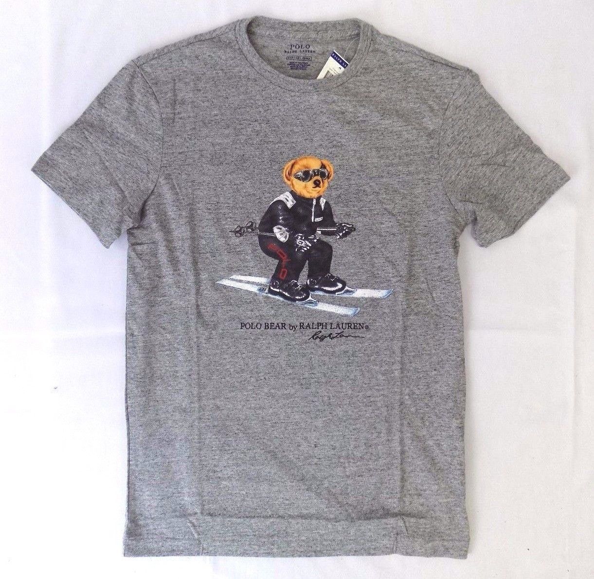 Image of NEW MEN'S POLO RALPH LAUREN POLO SKI BEAR T-SHIRT SHIRT GRAY