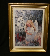 Dodie Knight Signed , Framed Print Garden Angel  - $40.00
