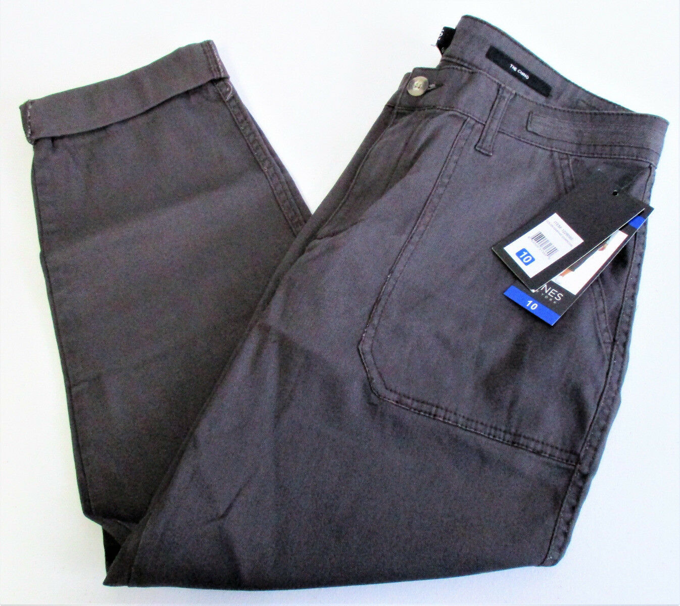 Jones New York Women's The Chino Pants Graphic Charcoal Size: 10 - Pants