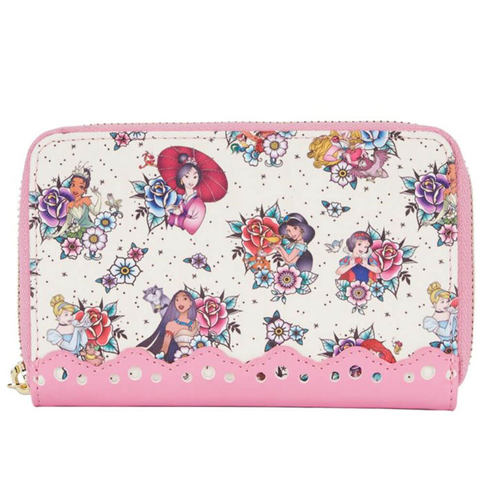 Loungefly - Disney princess floral tattoo zip purse