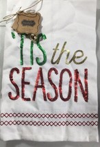 Mud Pie Linen  Hand Towel &quot;Tis the Season&quot; NEW, Christmas - Read &amp; Green... - $3.49